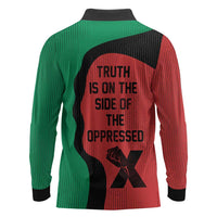 Malcolm X Long Sleeve Polo Shirt Truth Is on the Side of the Oppressed Quote Civil Rights Tribute - Wonder Print Shop