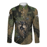 Hapi Egyptian Long Sleeve Button Shirt Bringer of Kemet Nature Spirit Flowing Water and Earth Harmony