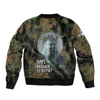 Hapi Egyptian Sleeve Zip Bomber Jacket Bringer of Kemet Nature Spirit Flowing Water and Earth Harmony