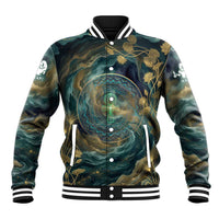 Egyptian Hapi Baseball Jacket God of the Nile Ankh Symbol Lotus Flowers and Sacred River Energy