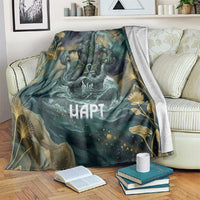 Egyptian Hapi Blanket God of the Nile Ankh Symbol Lotus Flowers and Sacred River Energy
