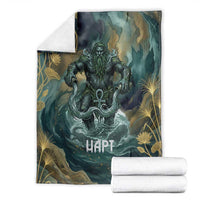 Egyptian Hapi Blanket God of the Nile Ankh Symbol Lotus Flowers and Sacred River Energy