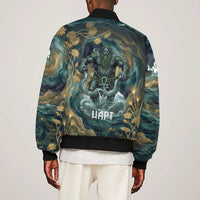 Egyptian Hapi Bomber Jacket God of the Nile Ankh Symbol Lotus Flowers and Sacred River Energy