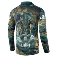 Egyptian Hapi Button Sweatshirt God of the Nile Ankh Symbol Lotus Flowers and Sacred River Energy