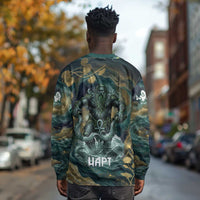 Egyptian Hapi Long Sleeve Shirt God of the Nile Ankh Symbol Lotus Flowers and Sacred River Energy
