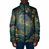 Egyptian Hapi Padded Jacket God of the Nile Ankh Symbol Lotus Flowers and Sacred River Energy