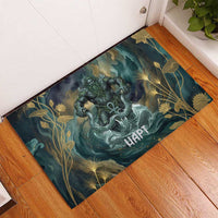 Egyptian Hapi Rubber Doormat God of the Nile Ankh Symbol Lotus Flowers and Sacred River Energy
