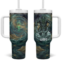 Egyptian Hapi Tumbler With Handle God of the Nile Ankh Symbol Lotus Flowers and Sacred River Energy