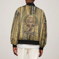 Heh and Hauhet Egyptian Sleeve Zip Bomber Jacket Timeless Gods Design Infinity Serpent and Divine Balance Ancient