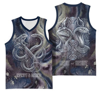 Egyptian Heh and Hauhet Basketball Jersey Serpent Duo Design Cosmic Infinity and Eternal Balance Motif