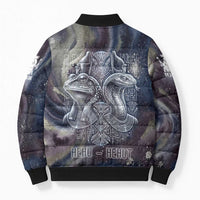Egyptian Heh and Hauhet Bomber Puffer Jacket Serpent Duo Design Cosmic Infinity and Eternal Balance Motif