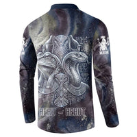 Egyptian Heh and Hauhet Button Sweatshirt Serpent Duo Design Cosmic Infinity and Eternal Balance Motif