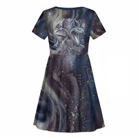 Egyptian Heh and Hauhet Kid Short Sleeve Dress Serpent Duo Design Cosmic Infinity and Eternal Balance Motif