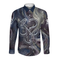 Egyptian Heh and Hauhet Long Sleeve Button Shirt Serpent Duo Design Cosmic Infinity and Eternal Balance Motif