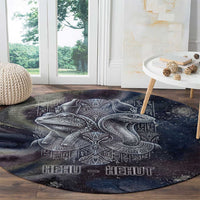 Egyptian Heh and Hauhet Round Carpet Serpent Duo Design Cosmic Infinity and Eternal Balance Motif