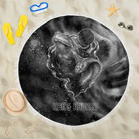 Kek and Kauket Egyptian Beach Blanket Primordial Darkness Design Cosmic Frogs and Serpents