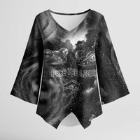 Kek and Kauket Egyptian Kimono Sleeve Blouse Primordial Darkness Design Cosmic Frogs and Serpents