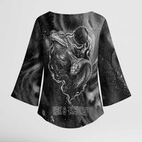 Kek and Kauket Egyptian Kimono Sleeve Blouse Primordial Darkness Design Cosmic Frogs and Serpents