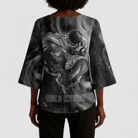 Kek and Kauket Egyptian Kimono Sleeve Blouse Primordial Darkness Design Cosmic Frogs and Serpents