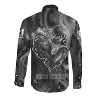 Kek and Kauket Egyptian Long Sleeve Button Shirt Primordial Darkness Design Cosmic Frogs and Serpents