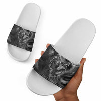 Kek and Kauket Egyptian Slide Sandals Primordial Darkness Design Cosmic Frogs and Serpents