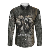 Egypt Kek and Kauket Long Sleeve Button Shirt Ancient Void Theme with Frog and Serpent Duality