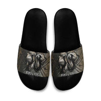 Egypt Kek and Kauket Slide Sandals Ancient Void Theme with Frog and Serpent Duality