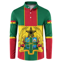 Ghana Flag Button Sweatshirt with Coat of Arms Design