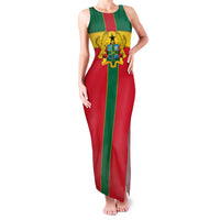 Ghana Flag Family Matching Tank Maxi Dress and Hawaiian Shirt with Coat of Arms Design