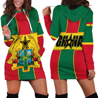 Ghana Flag Hoodie Dress with Coat of Arms Design