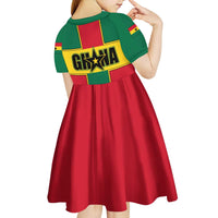 Ghana Flag Kid Short Sleeve Dress with Coat of Arms Design