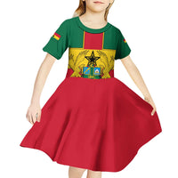 Ghana Flag Kid Short Sleeve Dress with Coat of Arms Design