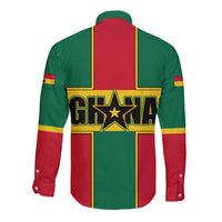 Ghana Flag Long Sleeve Button Shirt with Coat of Arms Design