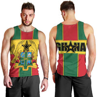 Ghana Flag Men Tank Top with Coat of Arms Design