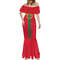 Ghana Flag Mermaid Dress with Coat of Arms Design