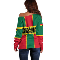Ghana Flag Off Shoulder Sweater with Coat of Arms Design