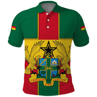 Ghana Flag Polo Shirt with Coat of Arms Design