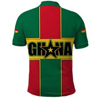 Ghana Flag Polo Shirt with Coat of Arms Design