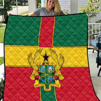 Ghana Flag Quilt with Coat of Arms Design
