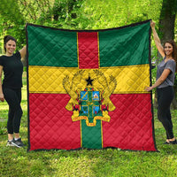 Ghana Flag Quilt with Coat of Arms Design