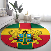 Ghana Flag Round Carpet with Coat of Arms Design
