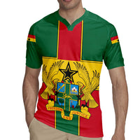 Ghana Flag Rugby Jersey with Coat of Arms Design