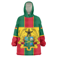 Ghana Flag Wearable Blanket Hoodie with Coat of Arms Design