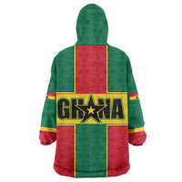 Ghana Flag Wearable Blanket Hoodie with Coat of Arms Design
