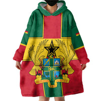 Ghana Flag Wearable Blanket Hoodie with Coat of Arms Design