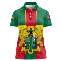 Ghana Flag Women Polo Shirt with Coat of Arms Design