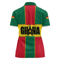 Ghana Flag Women Polo Shirt with Coat of Arms Design