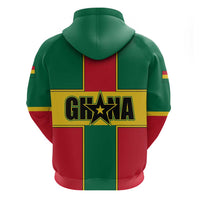 Ghana Flag Zip Hoodie with Coat of Arms Design