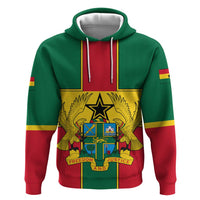 Ghana Flag Zip Hoodie with Coat of Arms Design