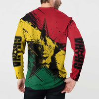 Ghana Flag Button Sweatshirt with Coat of Arms Design TS04